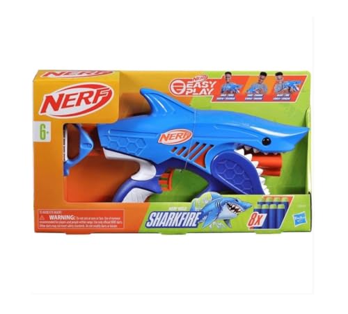 Nerf Jr Wild Sharkfire Lançador com design de tubarão em plástico azul