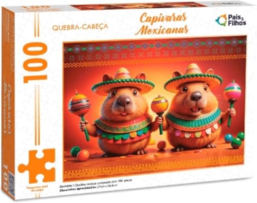 Pais & Filhos - Quebra-Cabeça, 100 Peças, Capivaras Mexicanas