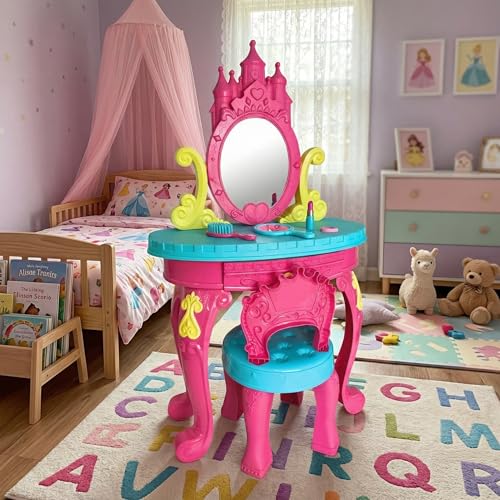 Penteadeira Infantil Princesa Rosa Banquinho e Acessorios