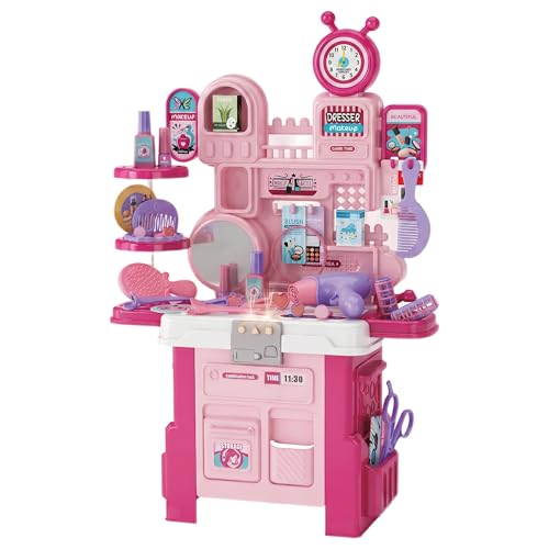 Penteadeira Rosa Infantil Brinquedo Refletivo Gavetas Prateleiras Meninas