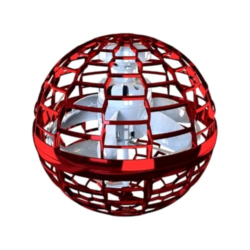 Pião Voador com Luz LED RGB, Vermelho, 9,5x9,5cm