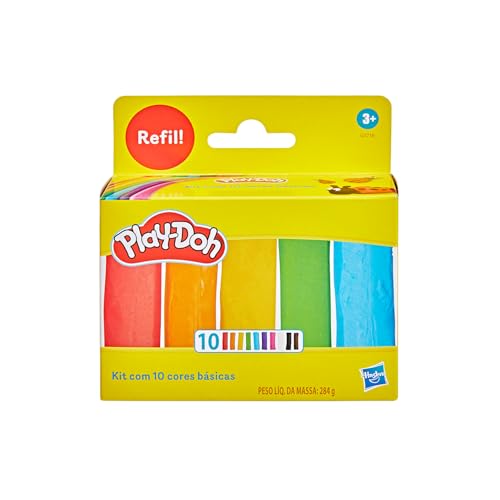 Play-Doh Kit com 10 cores básicas de massinha, refil