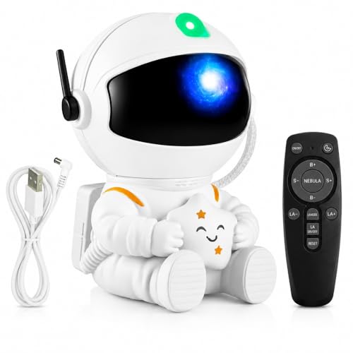 Projetor Astronauta Galáxia LED Controle Remoto Luz Noturna