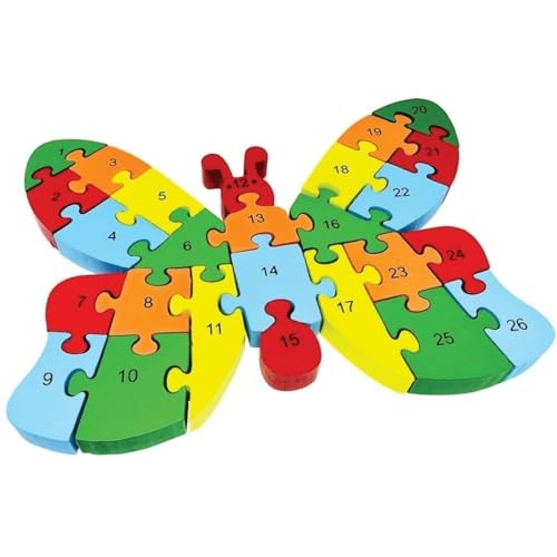 Quebra-Cabeça de Madeira, Borboletas, 26 peças, Toy Mix