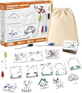 Stencil Aprendendo Desenhar Junges em MDF