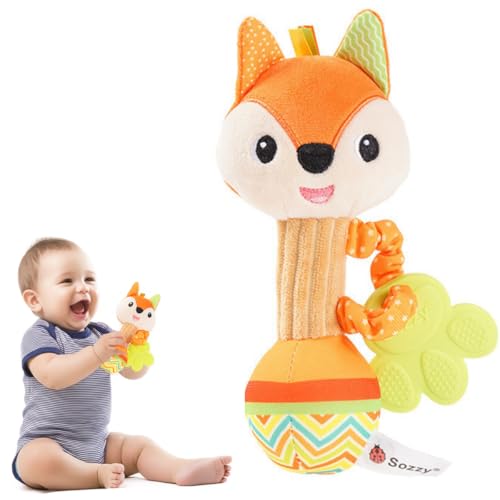 Teethers Brinquedo Chocalho Tecido Mordedor Raposa Para Bebe