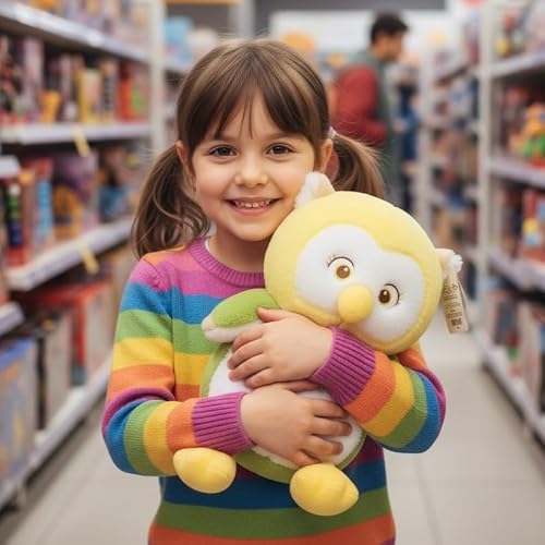 Tuka Toy, Coruja De Pelúcia Grande Peludinha 40cm - Amarelo Verde